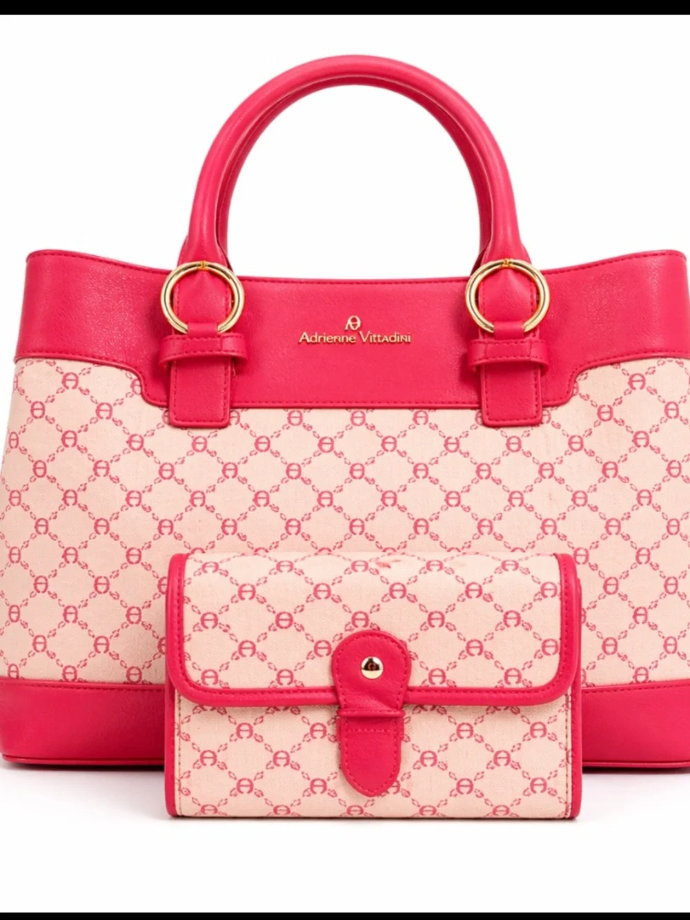 Etienne Aigner Red Logo Satchel Handbag & Matching Wallet Set Y2K